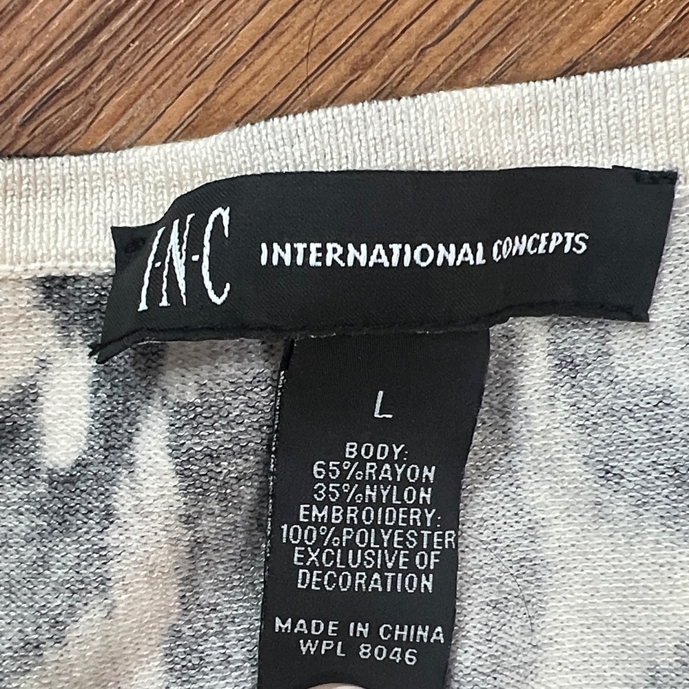 INC International Concepts Leopard and Floral Long Sleeve Top - Picture 2 of 7